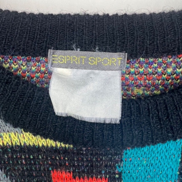 Vintage 80's Esprit Sport Memphis Style Abstract Colourful Knit Sweater - Picture 4 of 4